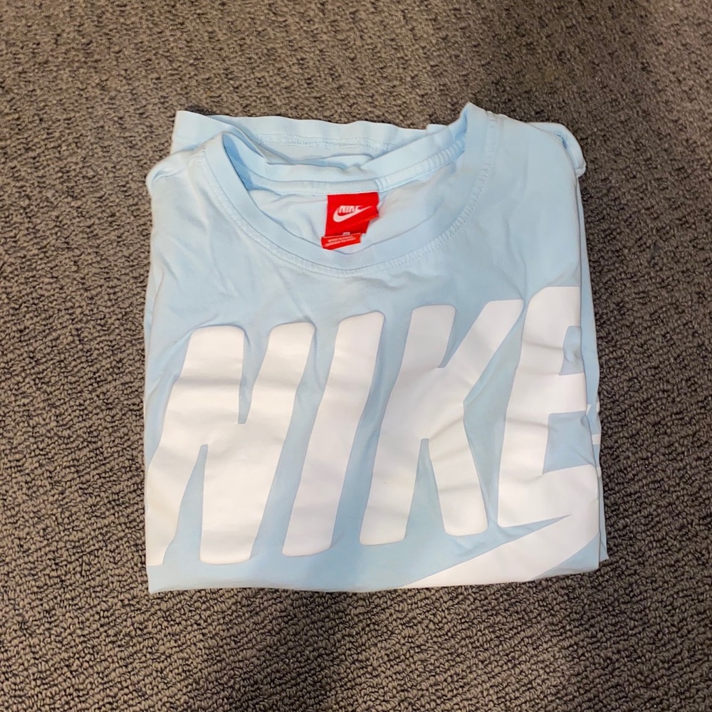 baby blue nike sportswear t-shirt/ crop top